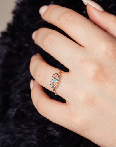 FİRUZE TAŞLI GÖZ YÜZÜK