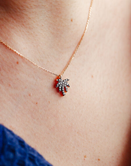 TAŞLI PALMİYE ALTIN KOLYE