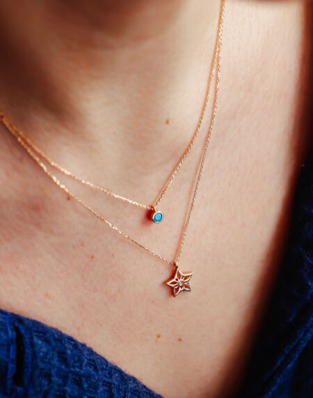 FİRUZE TAŞLI KOMBİN KOLYE