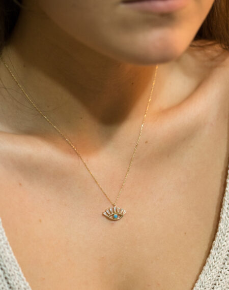 BAGET TAŞLI KİRPİK KOLYE