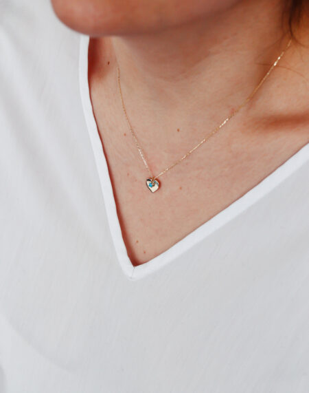 FİRUZE TAŞLI KALP KOLYE