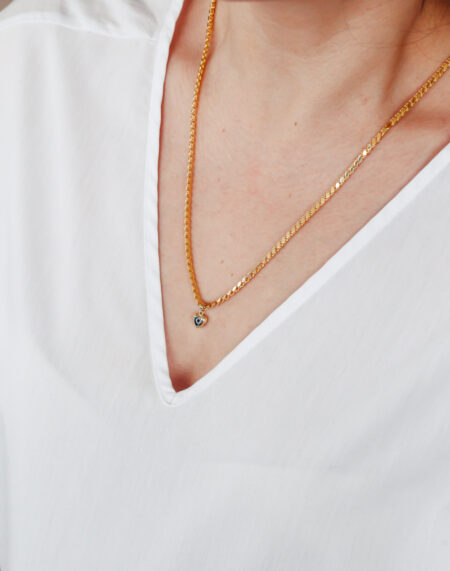 PULLU ZİNCİR VE NAZAR BONCUĞU KOMBİN KOLYE