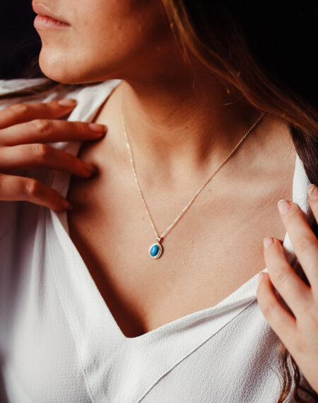 FİRUZE TAŞLI RETRO KOLYE