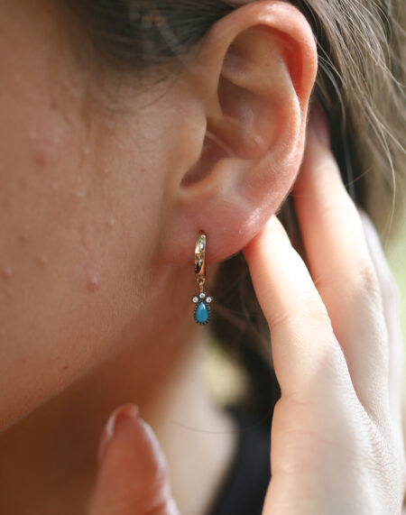 FİRUZE TAŞLI HALKA KÜPE