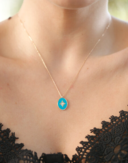 MİNELİ MİNİ KUTUP YILDIZI KOLYE