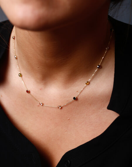 RENKLİ TAŞLI ALTIN KOLYE